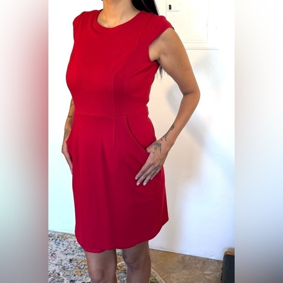 Size 4 Antonia Melani lined short sleeve cap sleeve zip up dress with pockets - Picture 3 of 16